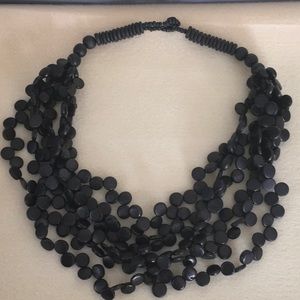Black painted teak wood necklace